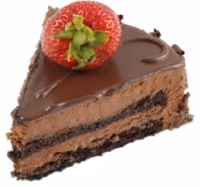 Slice of chocolate cake with a strawberry