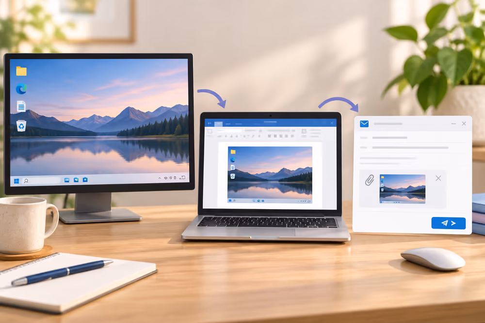 Illustration of a screenshot being sent by email