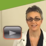 Helen in a video, with a play button
