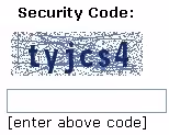 Security code box with a code to type in